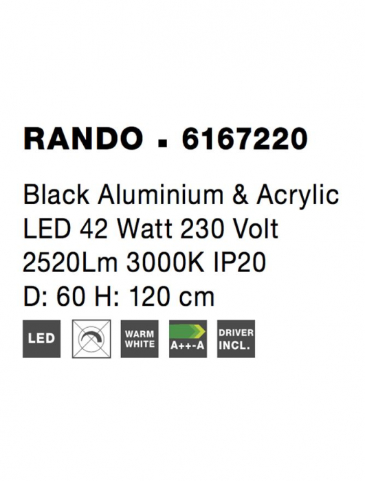 6167220 Suspensie Nova Luce RANDO LED 42W 2520lm 3000K IP20 Metal & Acril Black NOVALUCE [4]