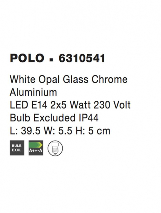 6310541 Aplica baie Nova Luce POLO E14 2x5W   Aluminium White Chrome  IP44 [4]