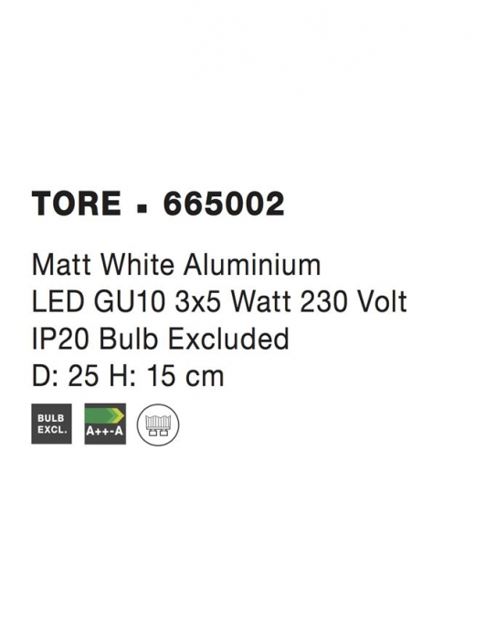 665002 Plafoniera Nova Luce TORE GU10 3x10W   Aluminium Matt White  IP20 [4]