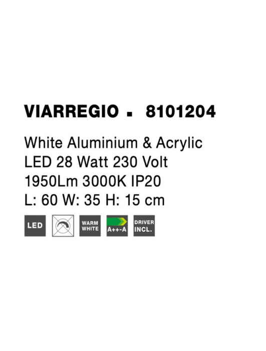 8101204 Plafoniera Nova Luce VIARREGIO LED 28W 1950lm 3000K Aluminium & Acrylic White Nedimabil IP20 [7]