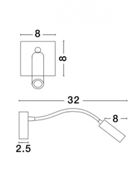 8128201 Aplica Nova Luce MADISON LED 3W 190lm 3000K Aluminium  Chrome Nedimabil IP20 [3]