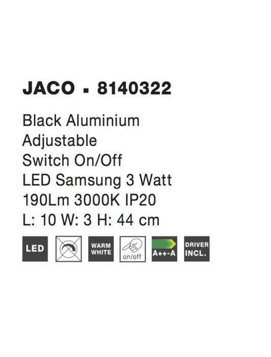 8140322 Aplica Nova Luce JACO LED 3W 190lm 3000K Aluminium  White Nedimabil IP20 [4]