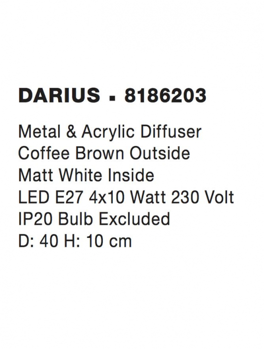 8186203 Plafoniera Nova Luce DARIUS E27 4x12W   Metal & Acrylic  Coffee Brown  IP20 [3]