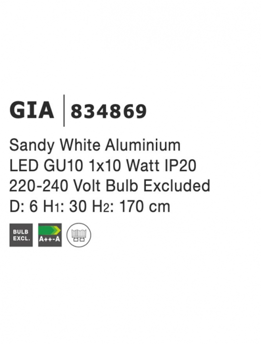 834869 Pendul Nova Luce GIA GU10 1x10W   Aluminium Sandy White  IP20 [3]