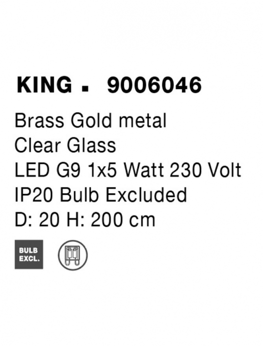 9006046 Pendul Nova Luce KING G9 1x5W   Metal Brass Gold  IP20 [8]