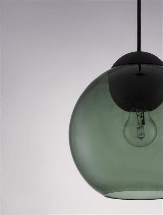 9009242 Pendul Nova Luce MIDORI E27 1x12W   Metal & Glass Matt Black  IP20 [2]