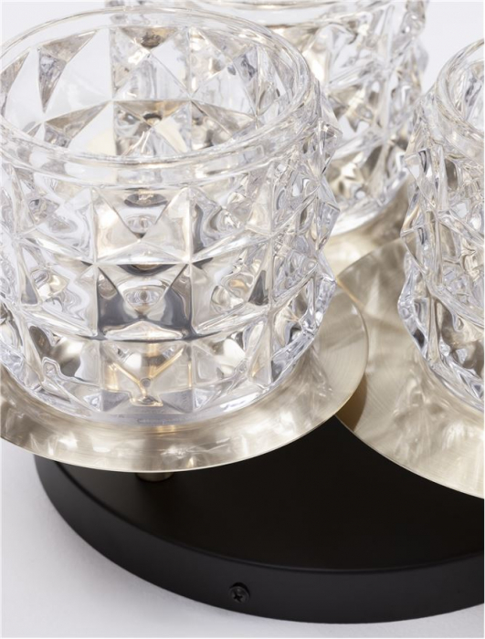 9009293 Plafoniera Nova Luce LAWAN E14 3x5W   Metal & Structured Glass Gold Lead  IP20 [4]