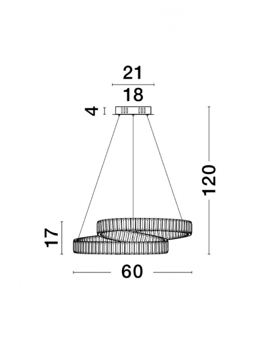 9019720 Lustra Nova Luce CONCETO LED 50W 4070lm 3500K Metal & Crystal Chrome Dimabil Triac IP20 [2]