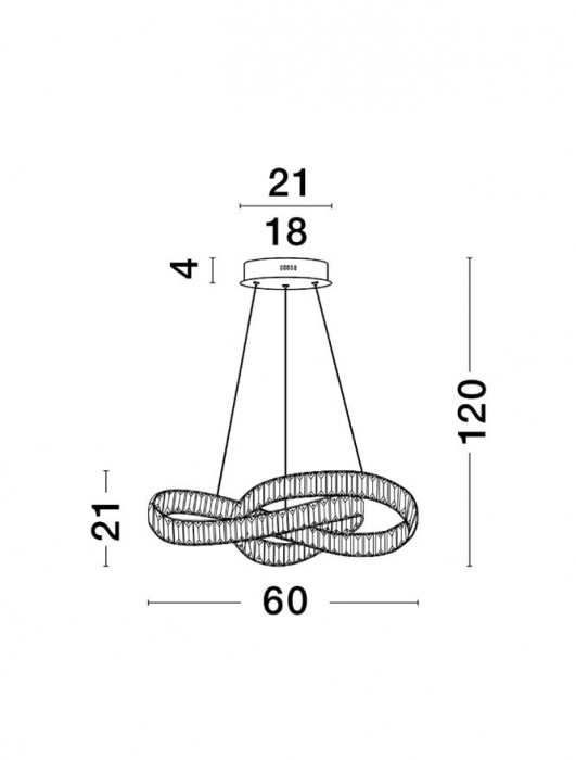 9019723 Lustra Nova Luce CONCETO LED 49W 4075lm 3500K Metal & Crystal Chrome Dimabil Triac IP20 [3]