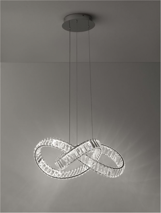 9019723 Lustra Nova Luce CONCETO LED 49W 4075lm 3500K Metal & Crystal Chrome Dimabil Triac IP20 [2]