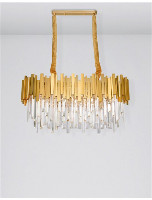 9050130 Lustra Nova Luce GRANE E14 8x5W   Metal & Crystal Gold  IP20 [2]