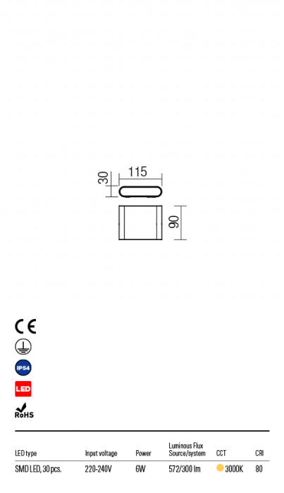 9052 Aplica REDO POCKET LED 6,5W 398lm 3000K IP54 Aluminiu Turnat Dark Gray CRI 80 [2]