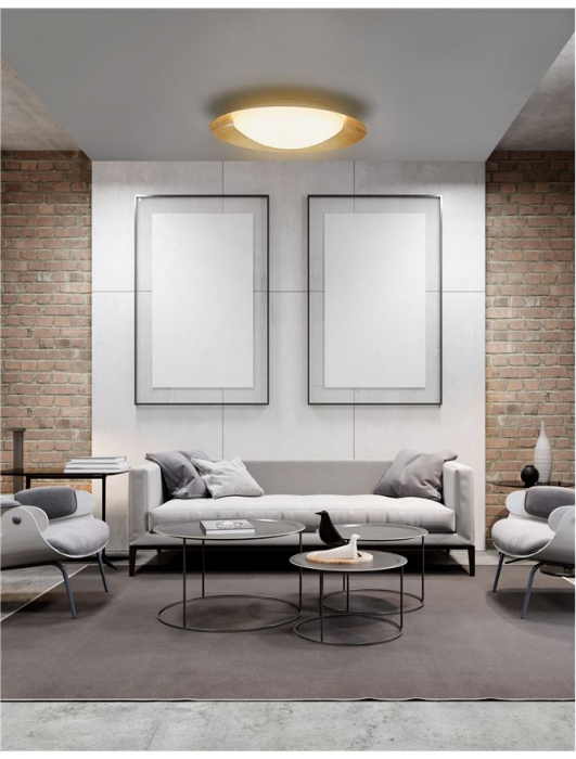 9053821 Plafoniera Nova Luce ZANO LED 28W 1400lm 3000K Metal & Acrylic  Gold Dimabil Triac IP20 [2]