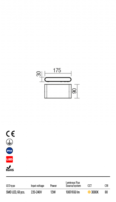 9054 Aplica REDO POCKET LED 13W 750lm 3000K IP54 Aluminiu Turnat Dark Gray CRI 80 [2]