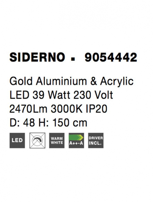 9054442 Suspensie Nova Luce SIDERNO LED 39W 2470lm 3000K IP20 Aluminiu/Acril Gold NOVALUCE [7]