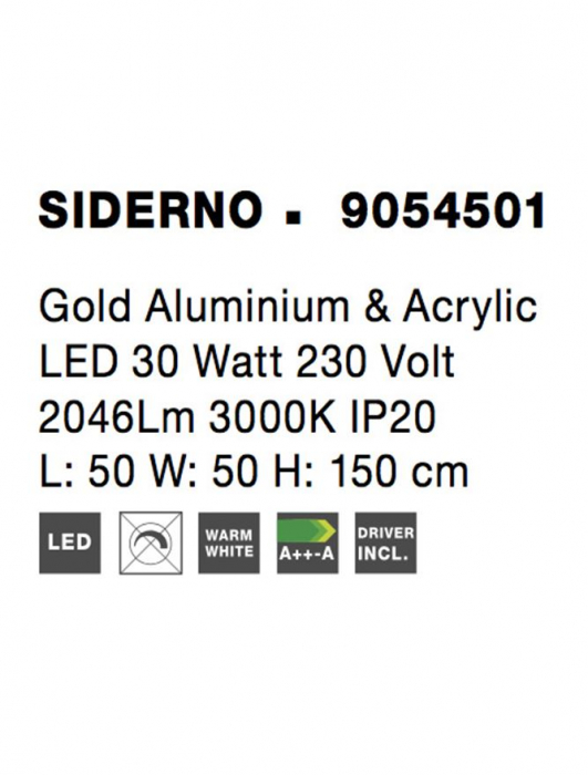 9054501 Suspensie Nova Luce SIDERNO LED 30W 2046lm 3000K IP20 Aluminiu/Acril Gold NOVALUCE [7]