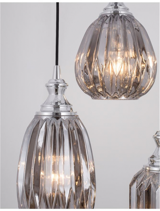 9066031 Lustra Nova Luce ZARLEY E27 3x12W IP20 Metal Smoky Gray Glass Chrome NOVALUCE [2]