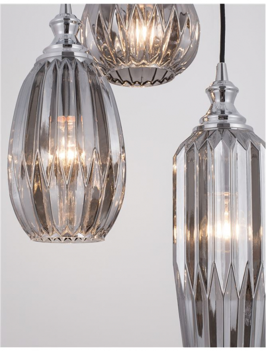 9066031 Lustra Nova Luce ZARLEY E27 3x12W IP20 Metal Smoky Gray Glass Chrome NOVALUCE [4]