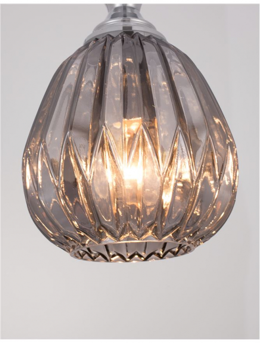 9066101 Suspensie Nova Luce ZARLEY E27 1x12W IP20 Chrome Metal Smoky Gray Glass NOVALUCE [5]