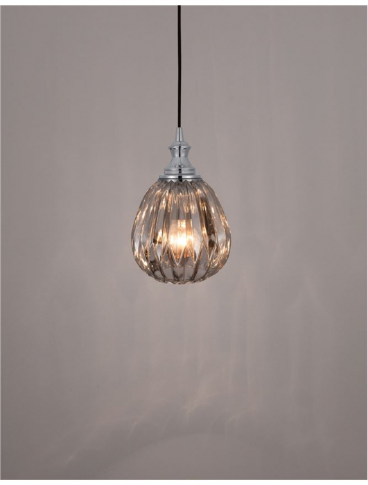 9066101 Suspensie Nova Luce ZARLEY E27 1x12W IP20 Chrome Metal Smoky Gray Glass NOVALUCE [6]
