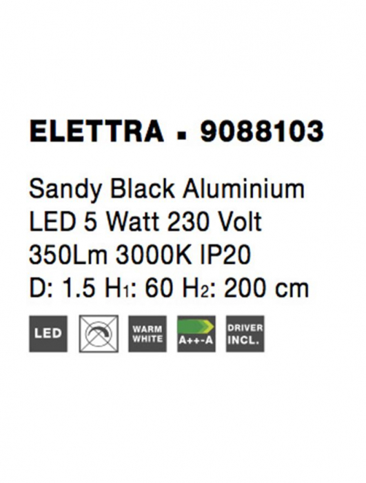9088103 Pendul Nova Luce ELETTRA LED 5W 195lm 3000K Aluminium Sandy Black Nedimabil IP20 [9]