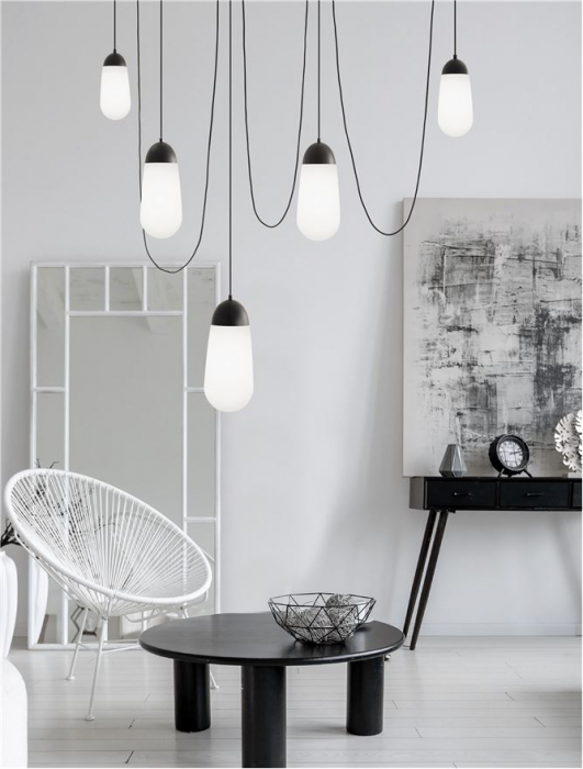 9092826 Lustra Nova Luce BLAKY E14 5x5W   Metal & Opal Glass Matt Black  IP20 [2]