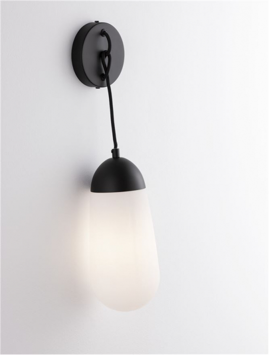 9092828 Aplica Nova Luce BLAKY E14 1X5W   Metal & Opal Glass Matt Black  IP20 [3]