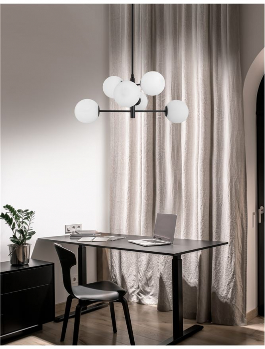 9100361 Lustra Nova Luce IMPERO E14 6x5W lm  IP20 Metal& Sticla White Frosted [9]