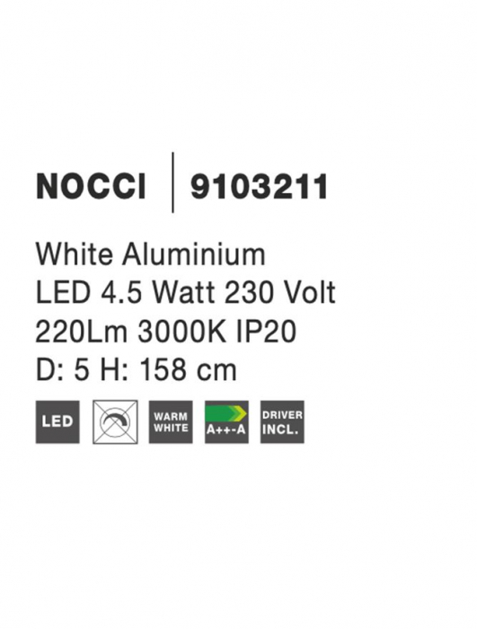 9103211 Suspensie Nova Luce NOCCI LED 4,5W 220lm 3000K IP20 Aluminiu White [6]