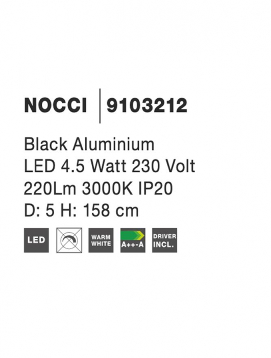 9103212 Pendul Nova Luce NOCCI LED 4,5W 220lm 3000K IP20 Aluminiu Black [8]