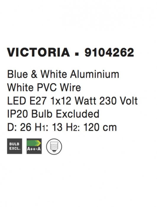 9104262 Pendul Nova Luce VICTORIA E27 1X12W lm  IP20 Aluminiu Blue White [3]