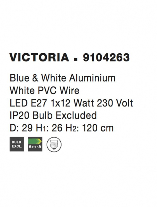 9104263 Pendul Nova Luce VICTORIA E27 1X12W lm  IP20 Aluminiu Blue White [3]