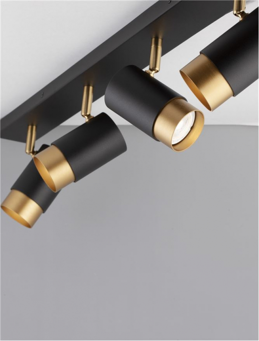 9111436 Plafoniera Nova Luce POGNO GU10 4x10W   Aluminium Sandy Black & Gold  IP20 [5]