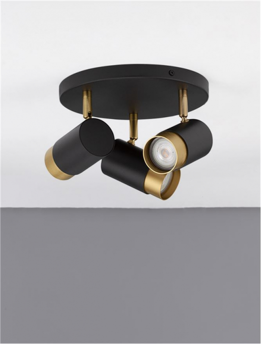 9111438 Plafoniera Nova Luce POGNO GU10 3x10W   Aluminium Sandy Black & Gold  IP20 [3]
