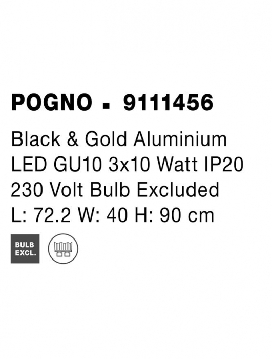 9111456 Lustra Nova Luce POGNO GU10 3x10W   Aluminium Black & Gold  IP20 [8]
