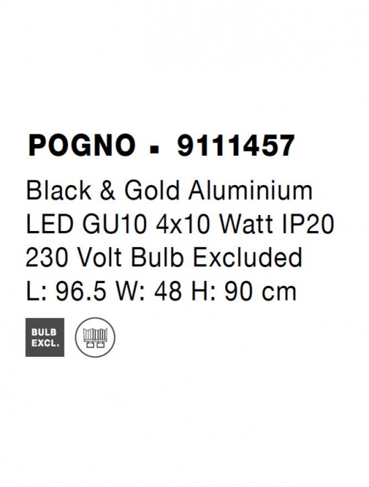 9111457 Lustra Nova Luce POGNO GU10 4x10W   Aluminium Black & Gold  IP20 [9]