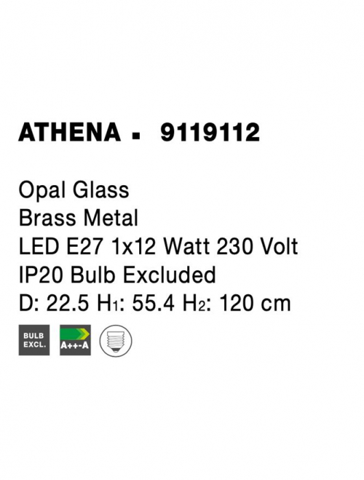 9119112 Pendul Nova Luce ATHENA E27 1x12W   Metal Brass  IP20 [6]