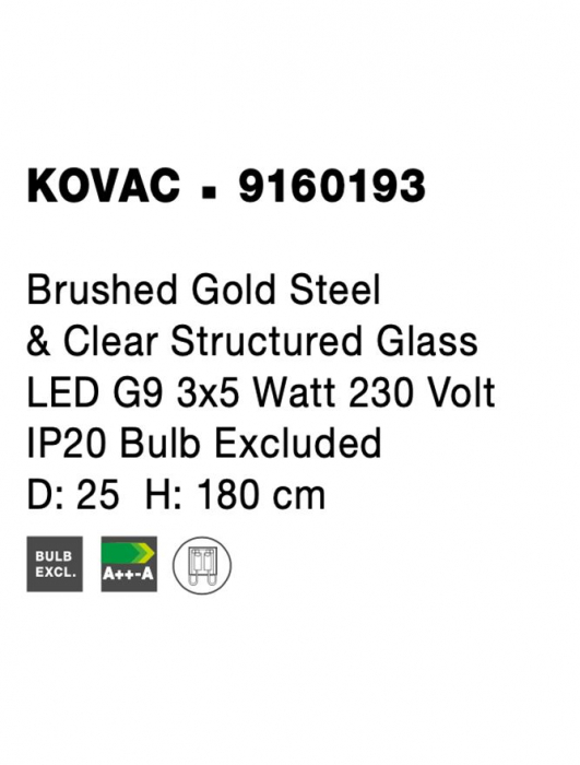 9160193 Lustra Nova Luce KOVAC G9 3x5W Metal Brass Gold IP20 [8]