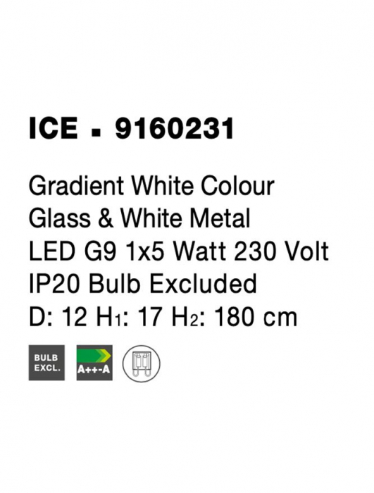 9160231 Pendul Nova Luce ICE G9 1x5W   Metal & Glass Gradient white  IP20 [8]