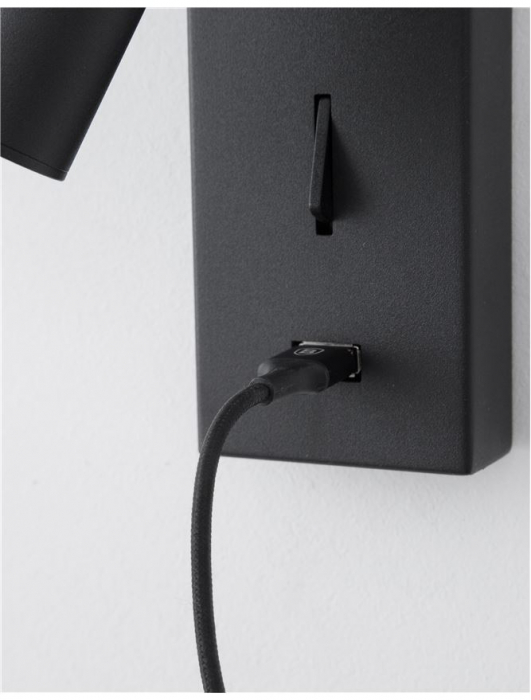 9170102 Aplica Nova Luce FUSE LED 3W 210lm 3000K IP20 Aluminium Black USB Charger [7]