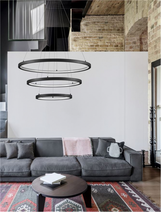 9172867 Lustra Nova Luce EMPATIA LED 108W 2245lm 3000K Aluminium & Acrylic Sandy Black Dimabil Triac IP20 [2]