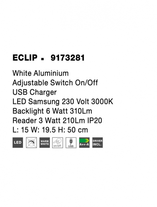9173281 Aplica Nova Luce ECLIP LED 6W 310lm 3000K Aluminium  White Nedimabil IP20 [7]
