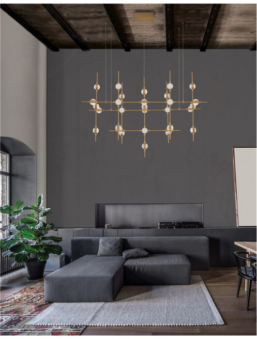 9180630 Candelabru Nova Luce ATOMO LED 84W 3805lm 3000K Metal & Acrylic  Black & Gold Dimabil Triac IP20 [2]