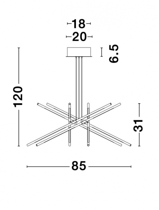 9180782 Suspensie Nova Luce RACCIO LED 56W 4200lm 3000K IP20 Metal & Acrylic Gold NOVALUCE [8]