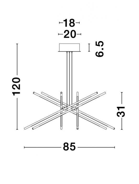 9180783 Suspensie Nova Luce RACCIO LED 56W 4200lm 3000K IP20 Metal & Acrylic Black NOVALUCE [5]