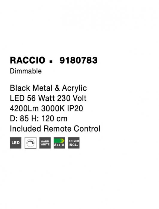 9180783 Suspensie Nova Luce RACCIO LED 56W 4200lm 3000K IP20 Metal & Acrylic Black NOVALUCE [6]