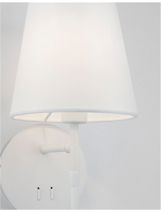 9182371 Aplica Nova Luce NIA LED 1x5W 180lm 3000K Metal & Fabric Shade White Nedimabil IP20 [8]