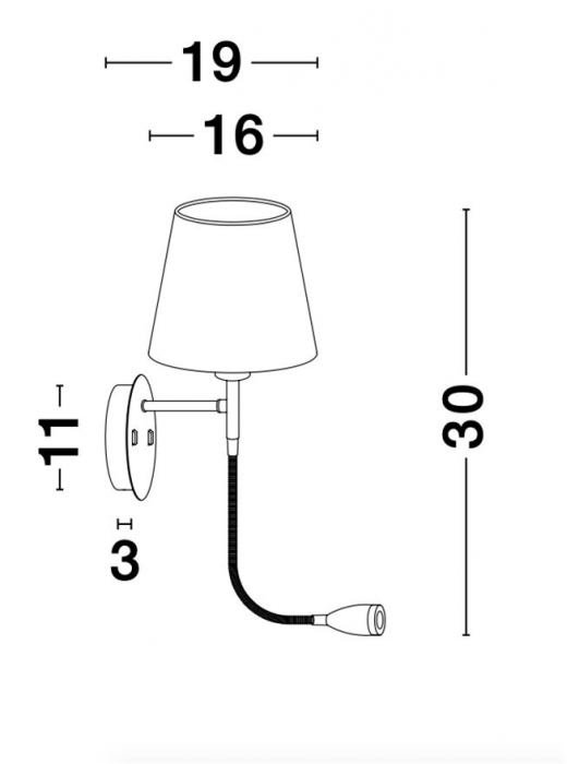 9182372 Aplica Nova Luce NIA LED 1x5W 180lm 3000K Metal & Fabric Shade Black Nedimabil IP20 [6]