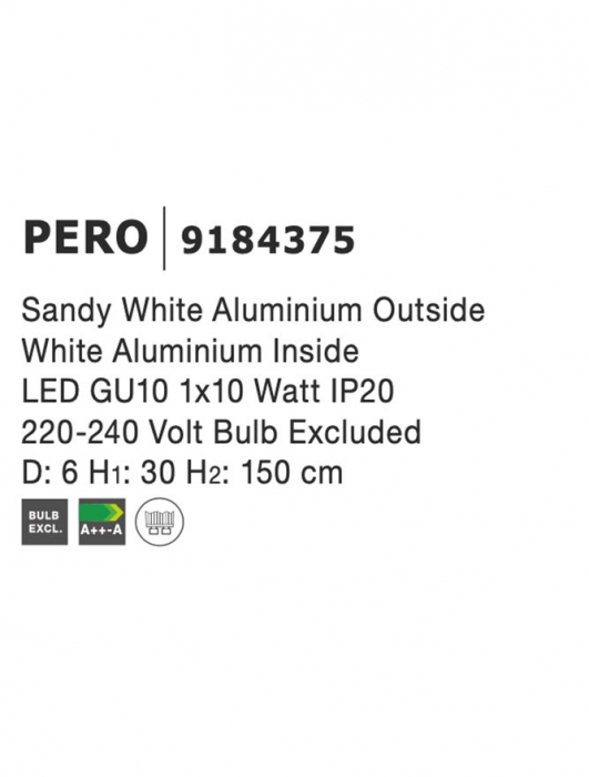 9184375 Pendul Nova Luce PERO GU10 1X10W lm  IP20 Aluminiu Sandy White [3]
