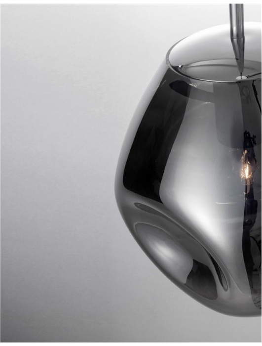 9190402 Pendul Nova Luce LAVA E27 1X12W IP20 Glass/Metal Chrome Handmade [3]